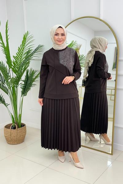 TUĞÇE ETEKLİ TAKIM - ACI KAHVE