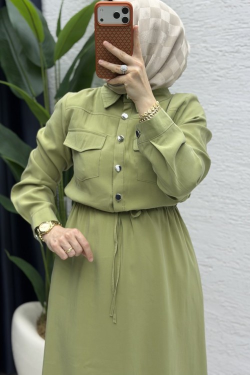 Azra Elbise Tesettür Giyim  Olive