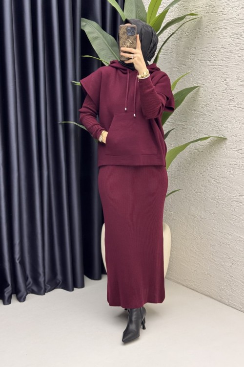 Elif Takım Tesettür Giyim  Bordo