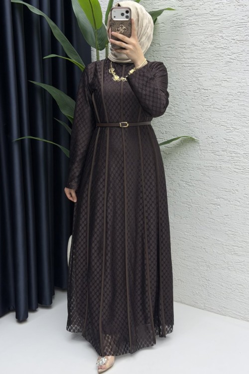 Feray Elbise Tesettür Giyim  Kahve
