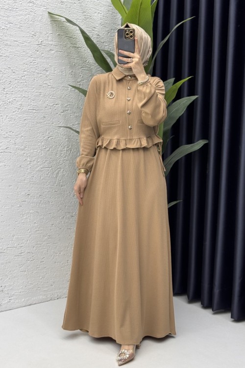 Feriha Elbise Tesettür Giyim  Camel