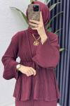 Mehru Elbise Tesettür Giyim  Bordo
