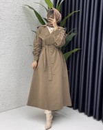 Rabia Trench Tesettür Giyim  Koyu Vizon