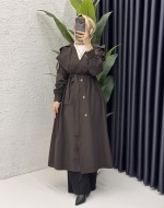 Rabia Trench Tesettür Giyim  Acı Kahve