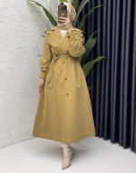 Rabia Trench Tesettür Giyim  Koyu Camel
